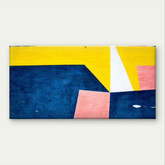 Blue, Yellow, and Pink Geometric Wall Art Canvas Office Home Framed 120x60cm
