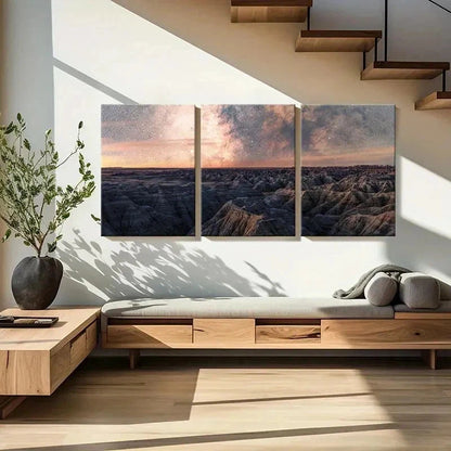 3pcs Cosmic Landscape Art Starry Sky & Planet Wall Art Set Canvas Framed 60x90cm - High Quality Print 100% Australian Made Wall Canvas Ready to Hang - Bella Home Decor