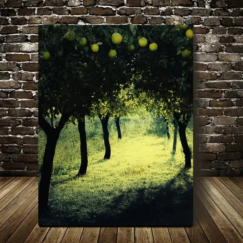 Serene Green Landscape with Sunlit Trees 40x60cm Metal Print Ready to Hang - Bella Home Decor