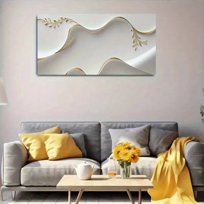 Golden Prosperity Art On White Wall Art Canvas Office Home Room Framed 120x60cm