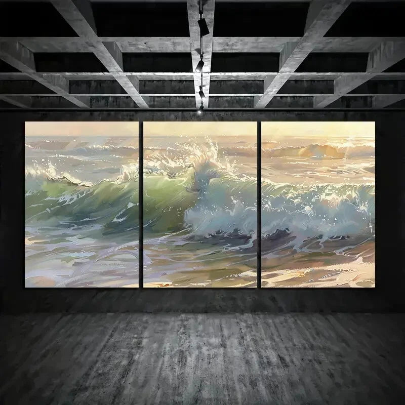 3pcs Oil Painting Under The Sunshine Metal Print Ready to Hang Art
