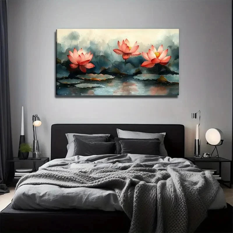 Beautiful For Lotus Flower Wall Art Canvas Office Home Room Framed 120x60cm