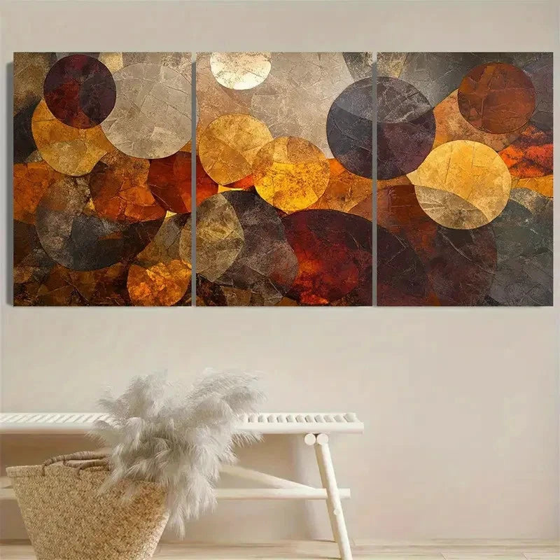 3pcs Earthy Abstractions Wall Art Set Canvas Framed 50x70cm - High Quality Print 100% Australian Made Wall Canvas Ready to Hang - Bella Home Decor