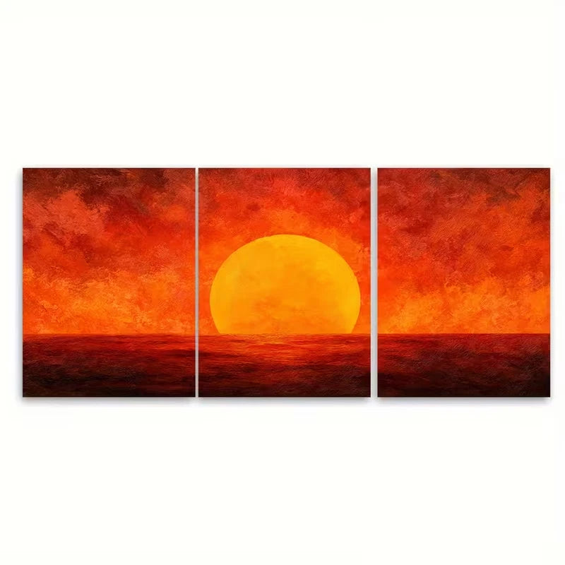 3pcs Sun Sunrise Art Metal Print Ready to Hang Art - Bella Home Decor