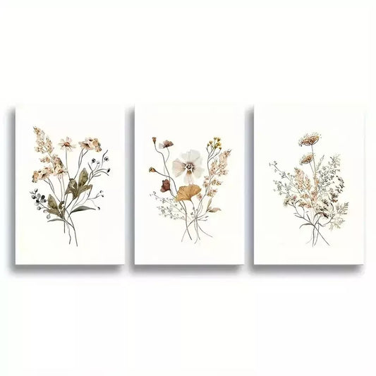 3pcs Boho Botanical Vintage Green Leaves Wall Art Set Canvas Framed 50x70cm - High Quality Print 100% Australian Made Wall Canvas Ready to Hang