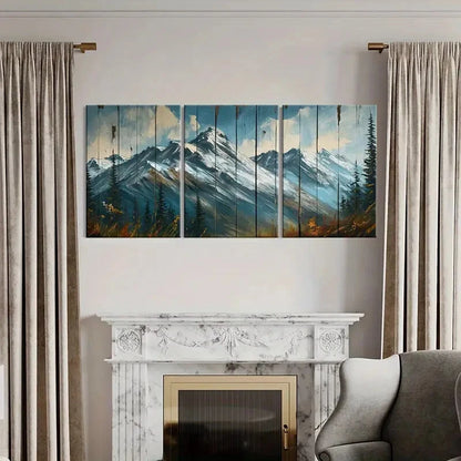 3pcs Alpine Landscape Snowy Peaks Scenery Metal Print Ready to Hang Art - Bella Home Decor