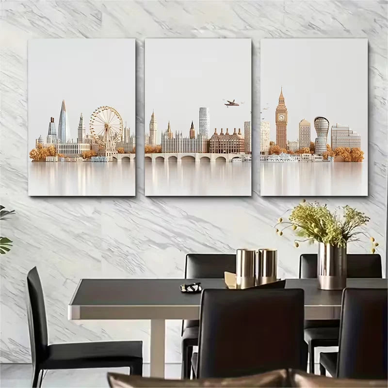 3pcs Big Ben & UK Cityscape Metal Print Ready to Hang Art - Bella Home Decor