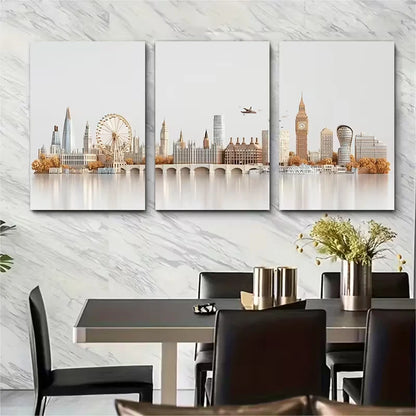 3pcs Big Ben & UK Cityscape Metal Print Ready to Hang Art - Bella Home Decor