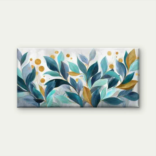 Vintage Leaf with Golden Dots, Wall Art Canvas Office Home Room Framed 120x60cm