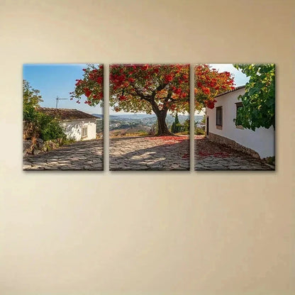 3pcs The Trees in the Yard Flowers Perfect Wall Art Set Canvas Framed 50x70cm - High Quality Print 100% Australian Made Wall Canvas Ready to Hang - Bella Home Decor