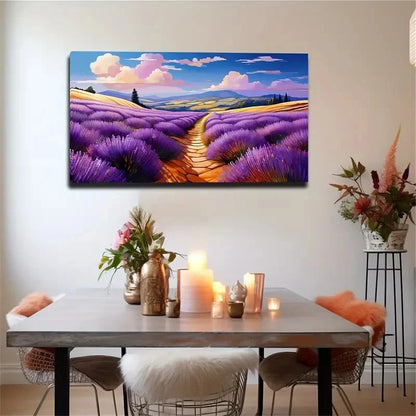 Surreal Provence Lavender Field Wall Art Canvas Office Home Room Framed 120x60cm