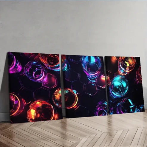 3pcs Featuring Vibrant Neon Lights Wall Art Set Canvas Unframed - High Quality Print 100% Australian Made Wall Canvas