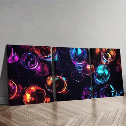 3pcs Featuring Vibrant Neon Lights Wall Art Set Canvas Unframed - High Quality Print 100% Australian Made Wall Canvas