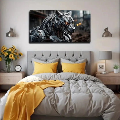 Futuristic Robot Dog Modern Wall Art Canvas Office Home Room Framed 120x60cm