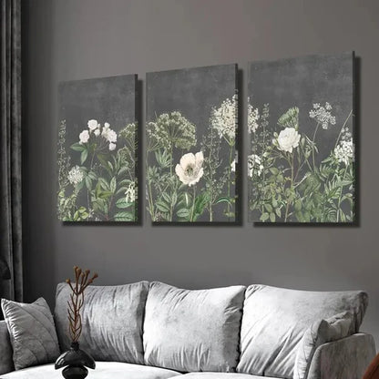3pcs Vintage Garden Floral Artwork, Art Deco Wall Art Canvas Unframed - High Quality Print 100% Australian Made Wall Canvas