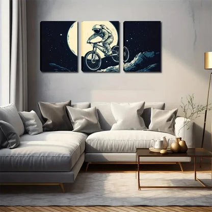 3pcs Vintage Astronaut & Motorcycle Wall Art Set Canvas Unframed - High Quality Print 100% Australian Made Wall Canvas