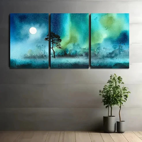 3pcs Watercolor Painting In Shades Of Blue Wall Art Set Canvas Unframed - High Quality Print 100% Australian Made Wall Canvas