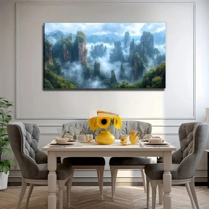 Mystical Stone Forest In Mist Wall Art Canvas Office Home Room Framed 120x60cm