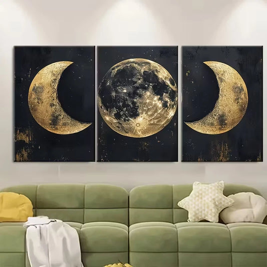 3pcs Moon Phases Metal Print Ready to Hang Art