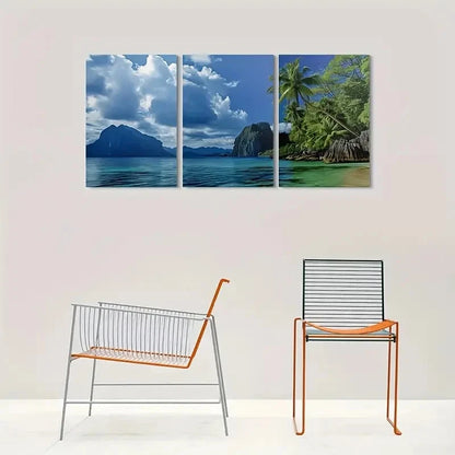 3pcs Beach Paradise Tropical Ocean Metal Print Ready to Hang Art - Bella Home Decor