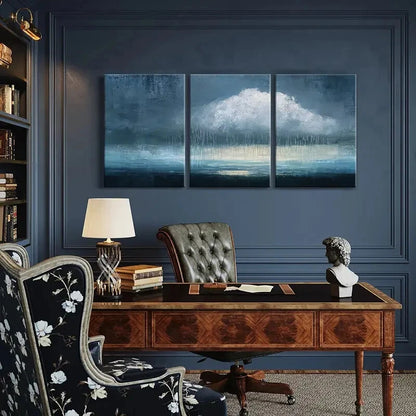 3pcs Abstract Rain Cloud Landscape Poster Art Metal Print Ready to Hang Art - Bella Home Decor