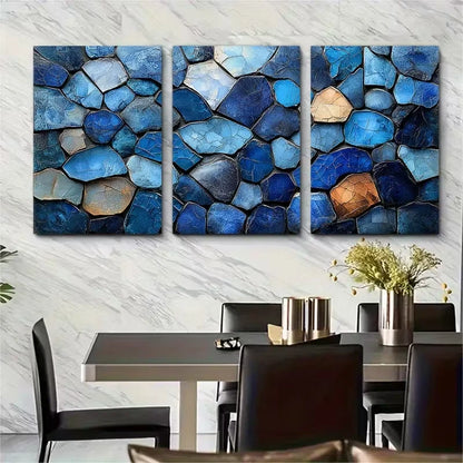3pcs Abstract Expressionists Mosaic Metal Print Ready to Hang Art - Bella Home Decor