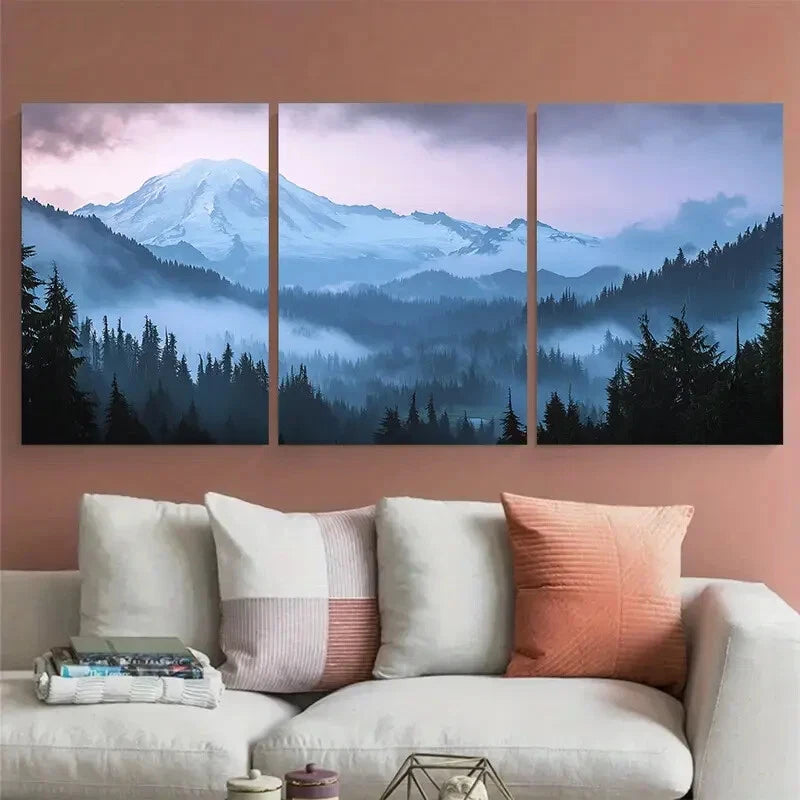 3pcs Mount Rainier Nisqually Glacier Travel Metal Print Ready to Hang Art - Bella Home Decor