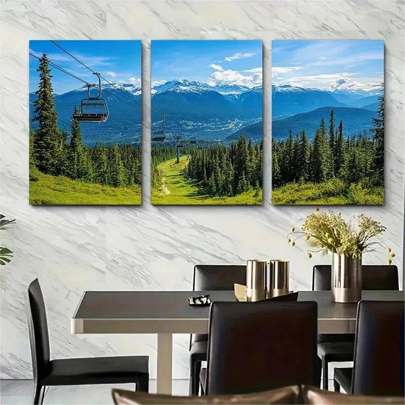 3pcs Whistler Travel Mountain British Perfect Wall Art Set Canvas Framed 50x70cm - High Quality Print 100% Australian Made Wall Canvas Ready to Hang