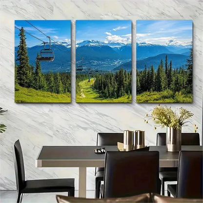 3pcs Whistler Travel Mountain British Perfect Wall Art Set Canvas Framed 50x70cm - High Quality Print 100% Australian Made Wall Canvas Ready to Hang