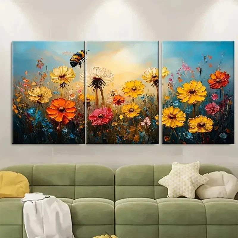 3pcs Dandelion Flowers KI   Wall Art Set Canvas Framed 60x90cm - High Quality Print 100% Australian Made Wall Canvas Ready to Hang - Bella Home Decor