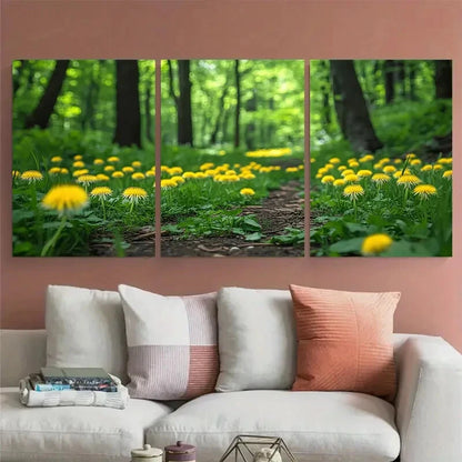 3pcs Dandelion Green Woodland Forest Metal Print Ready to Hang Art - Bella Home Decor