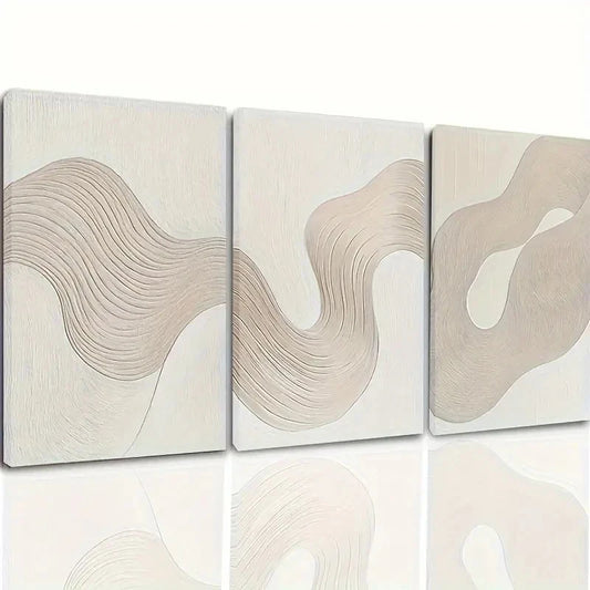 3pcs White Texture with Irregular Wall Art Set Canvas Framed 50x70cm - High Quality Print 100% Australian Made Wall Canvas Ready to Hang