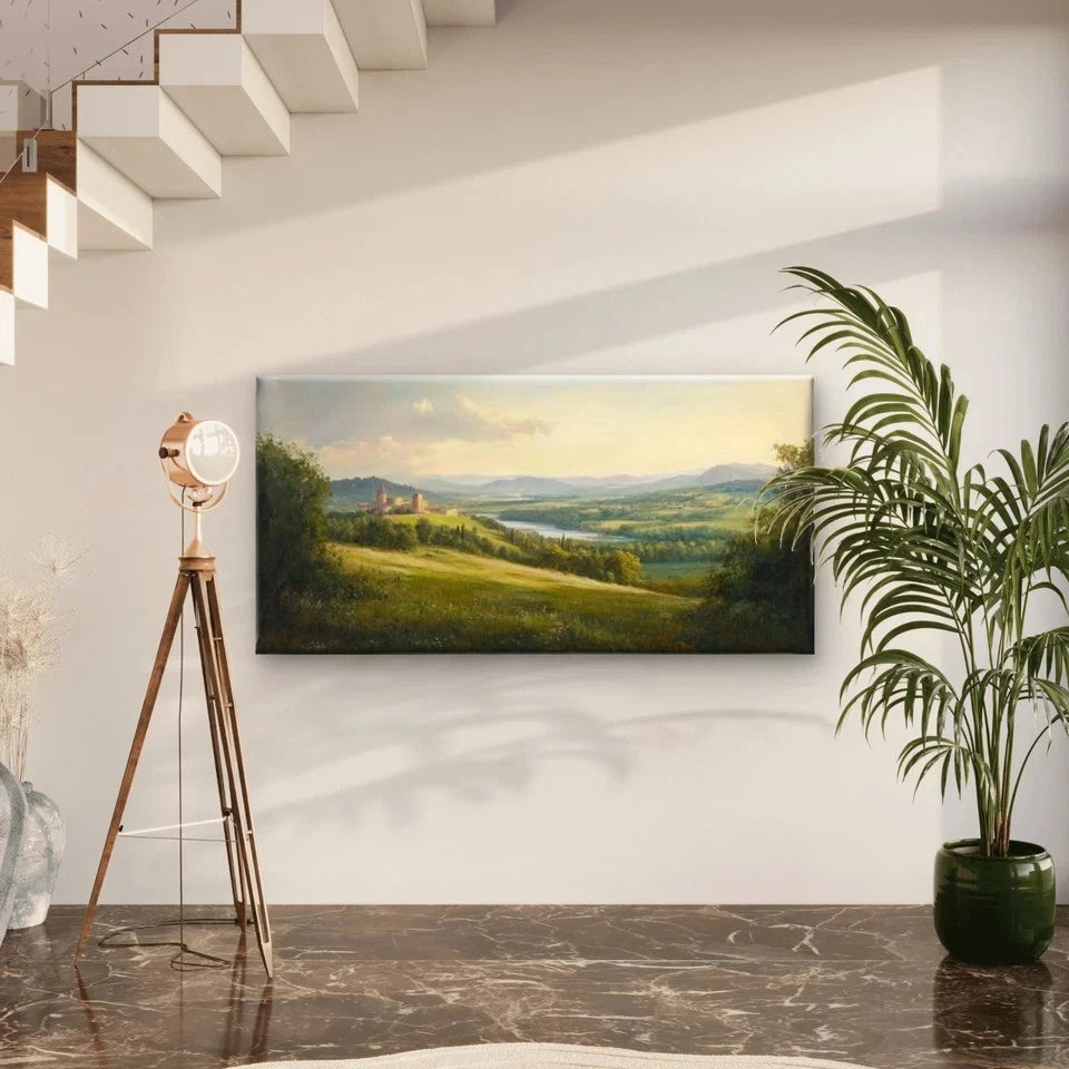 Scenic Mountain and River Wall Art Canvas Office Home Room Framed 120x60cm