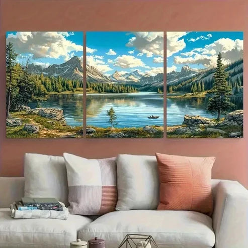 3pcs Lake & Mountain Landscape Vivid Perfect Wall Art Canvas Unframed – High Quality Print 100% Australian Made Wall Canvas