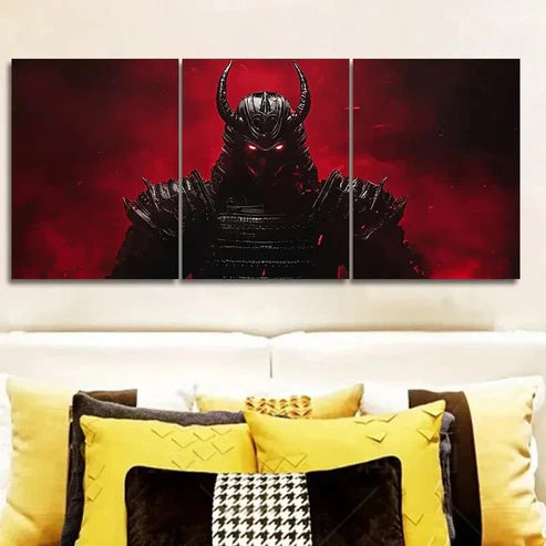 3pcs Crimson Warrior with Black Horns  Wall Art Set Canvas Unframed - High Quality Print 100% Australian Made Wall Canvas - Bella Home Decor