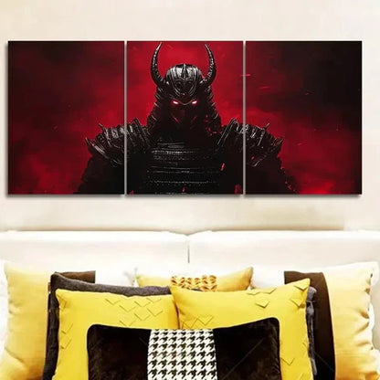 3pcs Crimson Warrior with Black Horns  Wall Art Set Canvas Unframed - High Quality Print 100% Australian Made Wall Canvas - Bella Home Decor