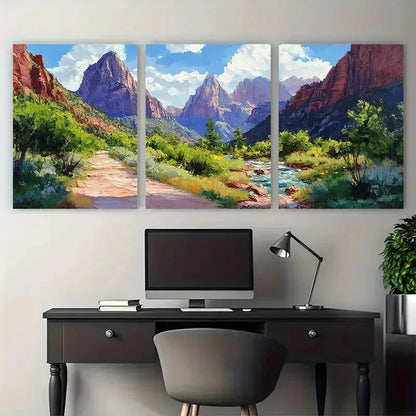3pcs Enchanting Wildflower Abstract Floral Meadow Metal Print Ready to Hang Art - Bella Home Decor