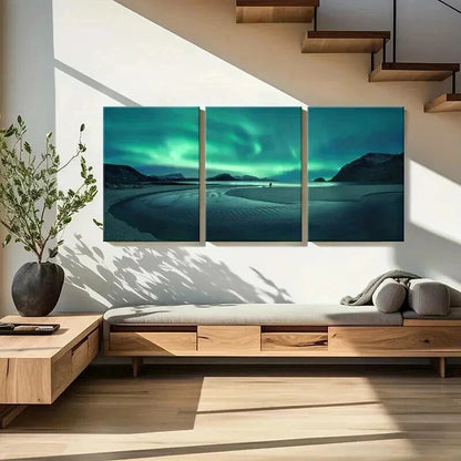3pcs Nordic Natural Landscape Aurora Wall Art Set Canvas Framed 50x70cm - High Quality Print 100% Australian Made Wall Canvas Ready to Hang - Bella Home Decor