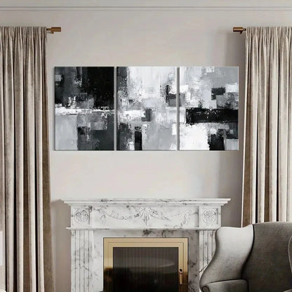 3pcs Abstract Cityscape Art Monochrome Palette Metal Print Ready to Hang Art - Bella Home Decor