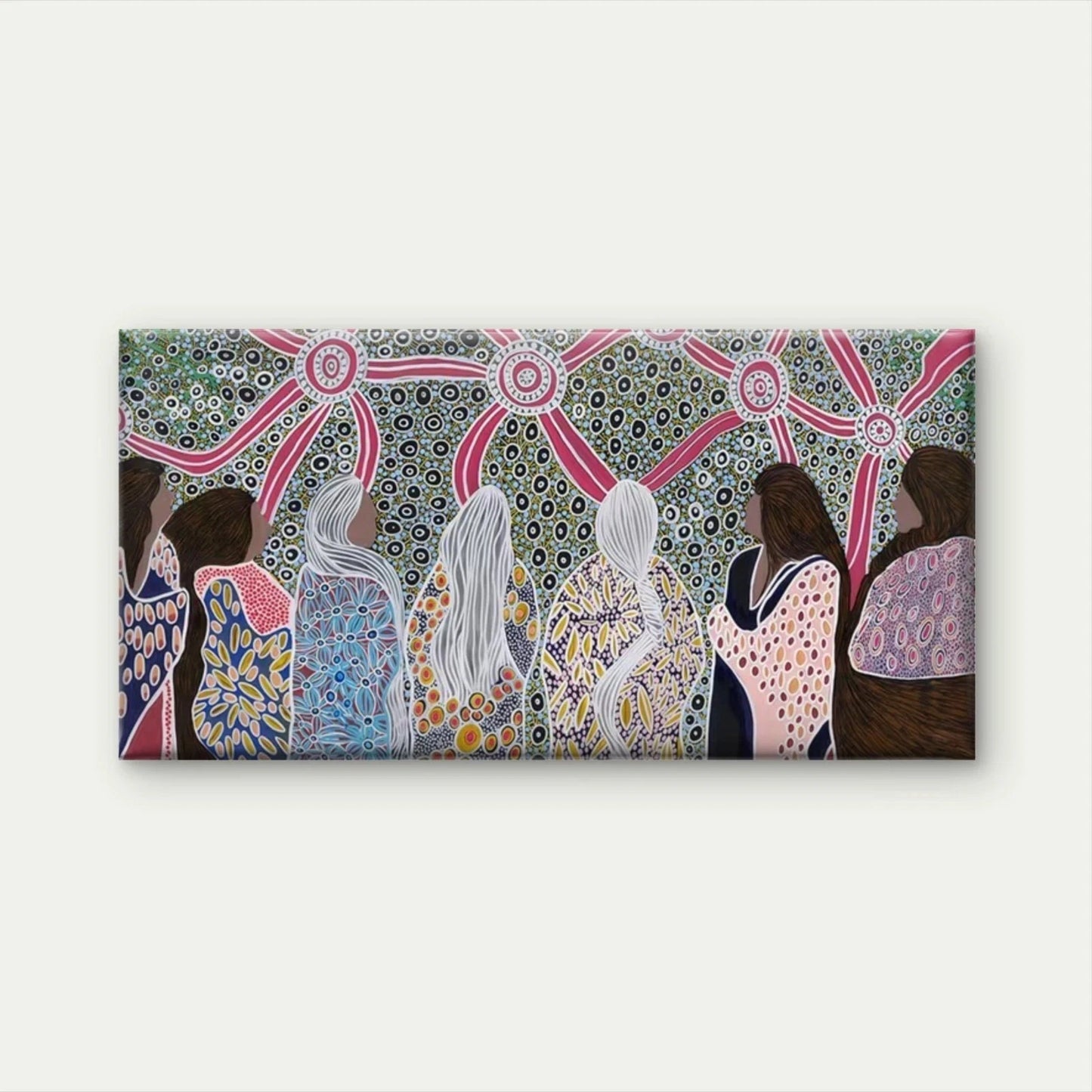 Aboriginal Women Dot Painting Wall Art Canvas Office Home Room Framed 120x60cm