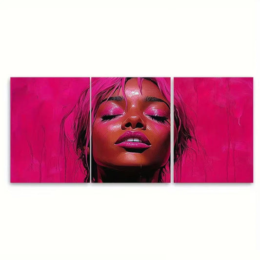 3pcs Love Your Pink Magenta Comic Style Metal Print Ready to Hang Art - Bella Home Decor