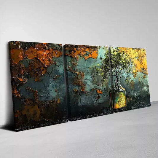 3pcs Vibrant Color Abstract Tree of Life Art Set Canvas Framed 50x70cm - High Quality Print 100% Australian Made Wall Canvas Ready to Hang