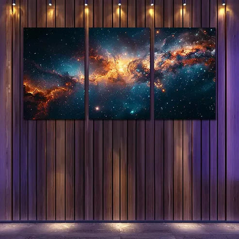 3pcs Space Nebula Starry Sky Wall Art Canvas Unframed - High Quality Print 100% Australian Made Wall Canvas