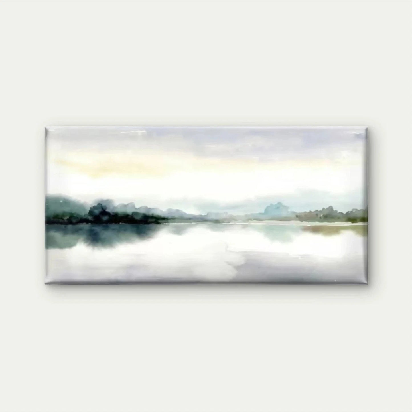 Abstract Watercolor Lake Wall Art Canvas Office Home Room Framed 120x60cm