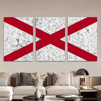 3pcs Alabama State Flag Peeling Paint Effect Metal Print Ready to Hang Art - Bella Home Decor