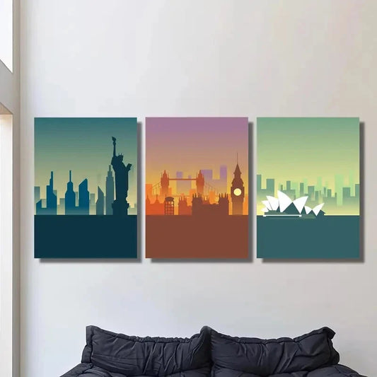 3pcs London Big Ben & Sydney Opera House Metal Print Ready to Hang Art