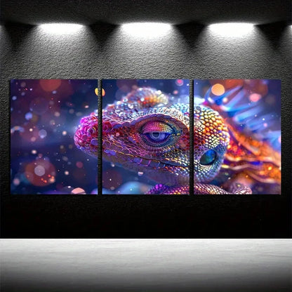 3pcs Modern Vibrant Colorful Reptile Metal Print Ready to Hang Art - Bella Home Decor
