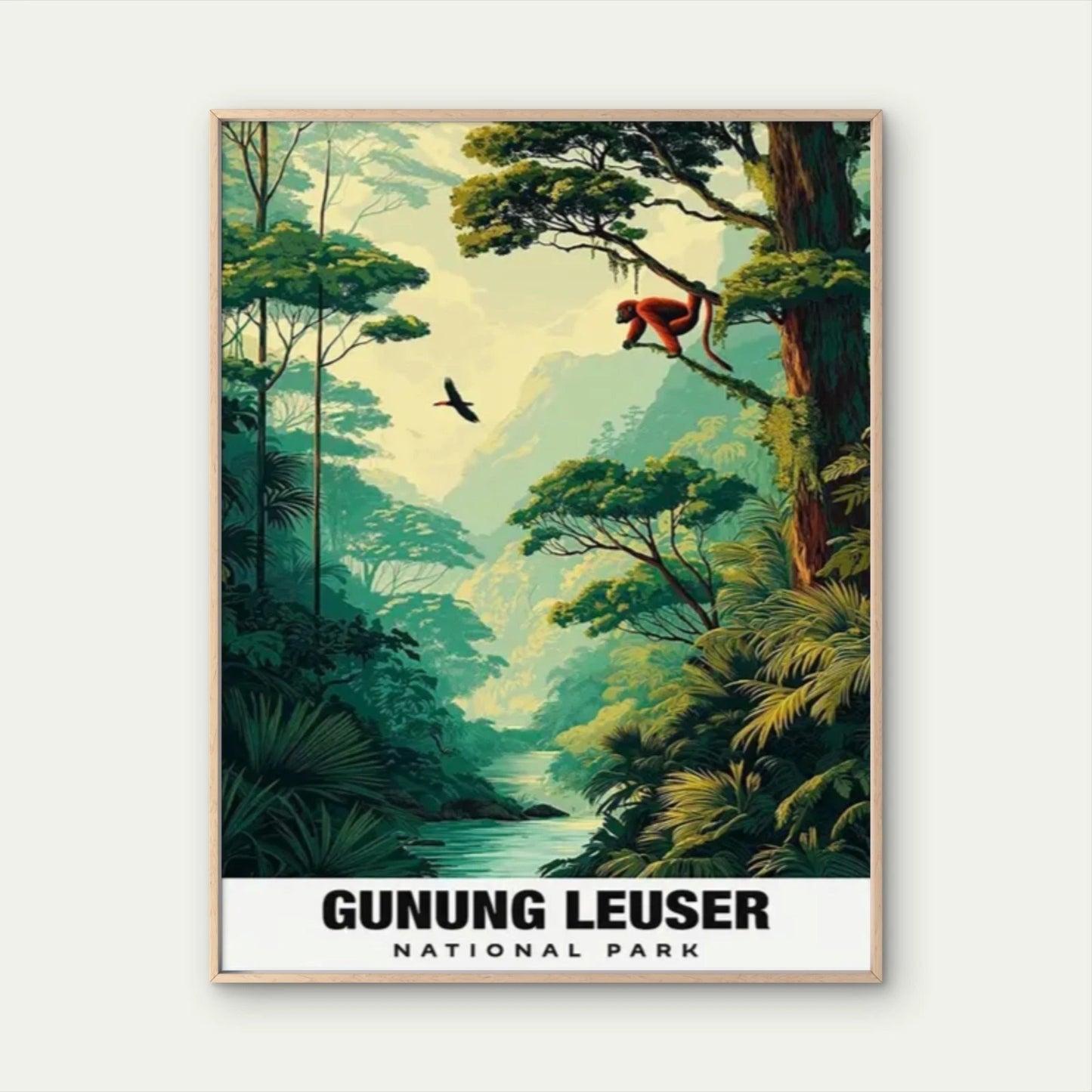 Indonesian National Tropical Jungle Park Travel Poster Print Wall Art