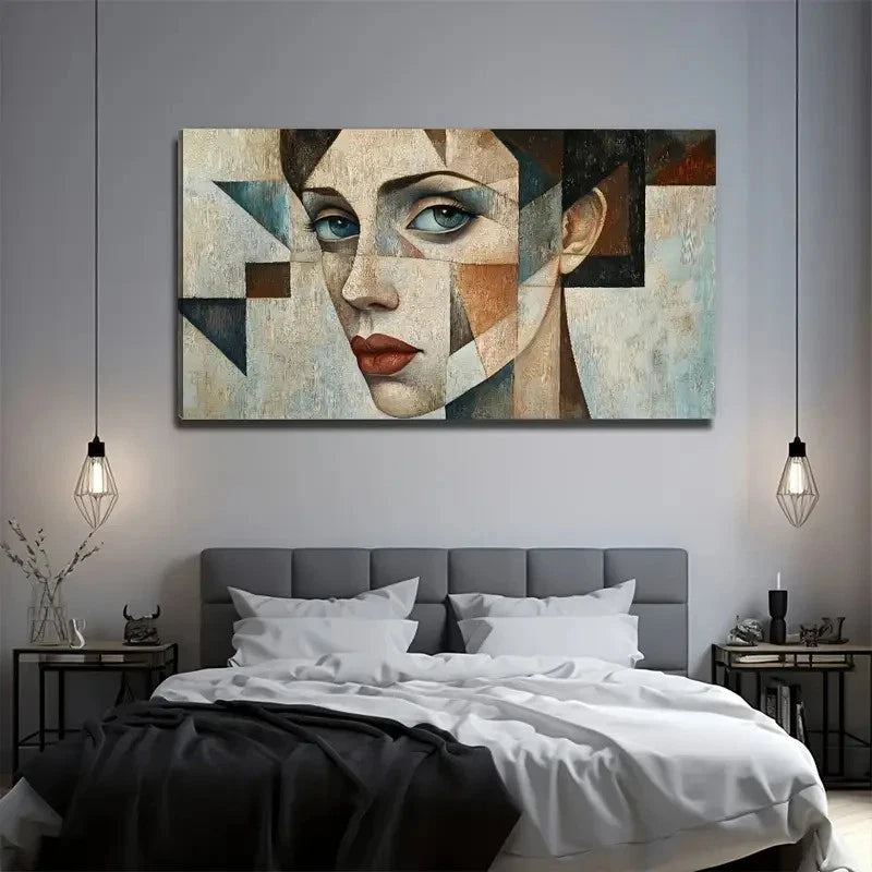 Female Face Conference Wall Art Canvas Office Home Room Framed 120x60cm.