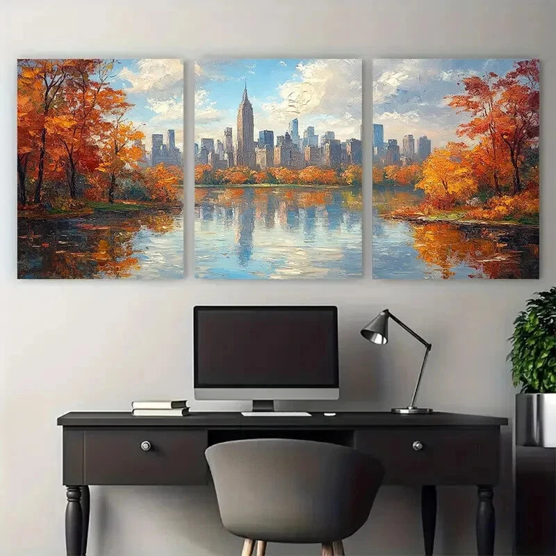 3pcs Central Park New York City Skyline Metal Print Ready to Hang Art - Bella Home Decor